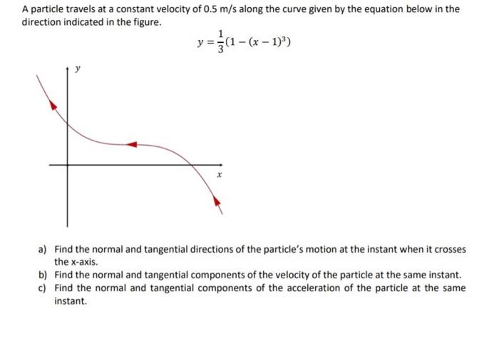 A Particle Travels At A Constant Velocity Of 0 5 M S Along The Curve Given By The Equation Below In The Direction Indica 1