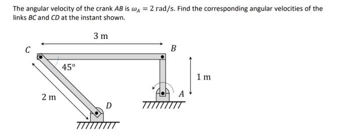 The Angular Velocity Of The Crank Ab Is Wa 2 Rad S Find The Corresponding Angular Velocities Of The Links Bc And Cd A 1