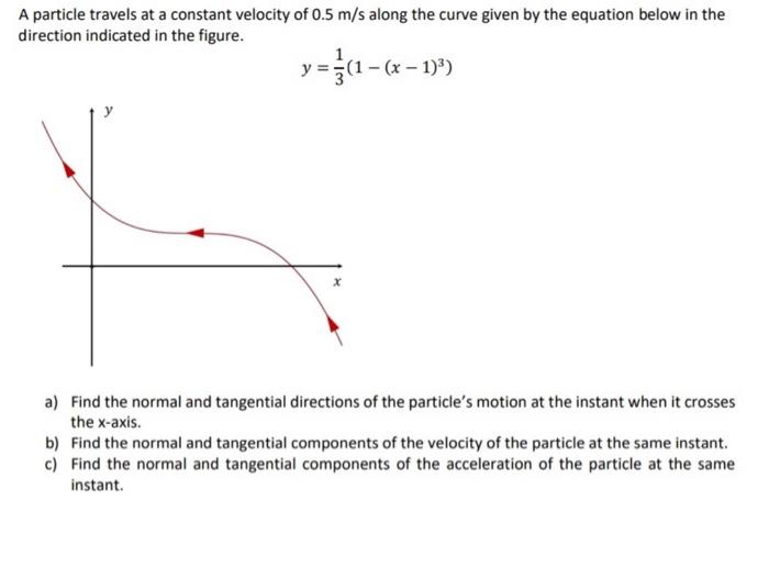 A Particle Travels At A Constant Velocity Of 0 5 M S Along The Curve Given By The Equation Below In The Direction Indica 1