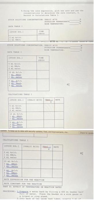 Cim 112 Lab Exercise Effect Of Concentration And Temperature On Reaction Rates Student Name Part A Effect Of Concentra 2