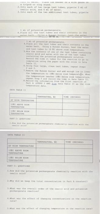 Cim 112 Lab Exercise Effect Of Concentration And Temperature On Reaction Rates Student Name Part A Effect Of Concentra 3