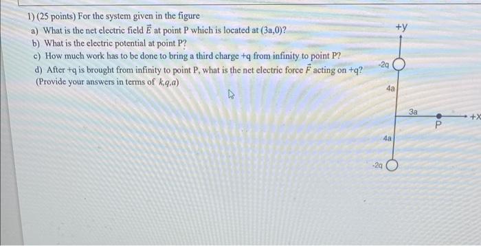 Y 1 25 Points For The System Given In The Figure A What Is The Net Electric Field E At Point P Which Is Located At 1
