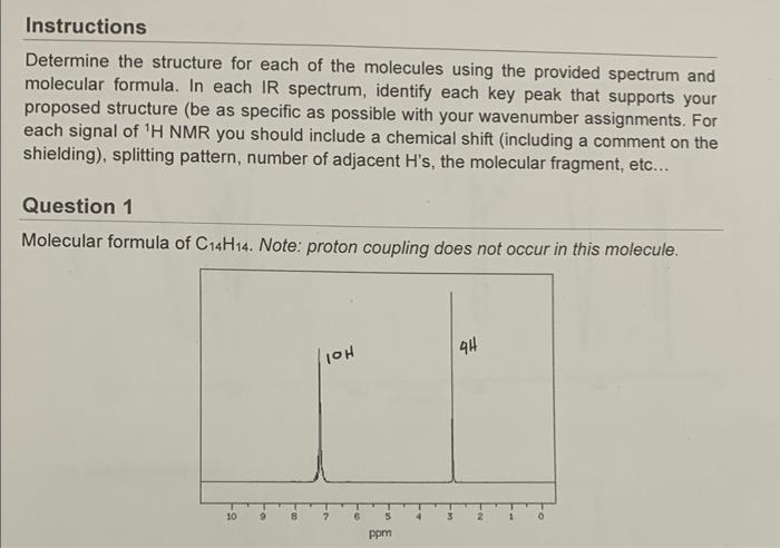 Instructions Determine The Structure For Each Of The Molecules Using The Provided Spectrum And Molecular Formula In Eac 1