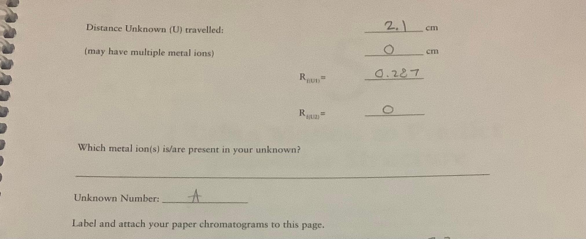 Can Someone Please Help Me Identify The Metal Ion S In My Unknown I Finished And Attached All Of My Calculations Incl 2