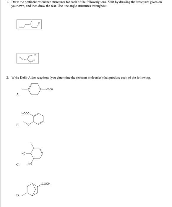 1 Draw The Pertinent Resonance Structures For Each Of The Following Ions Start By Drawing The Structures Given On Your 1