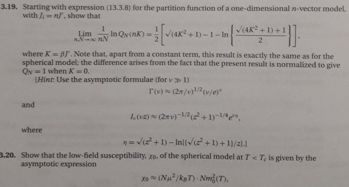 3 19 Starting With Expression 13 3 8 For The Partition Function Of A One Dimensional N Vector Model With Ji N S 1