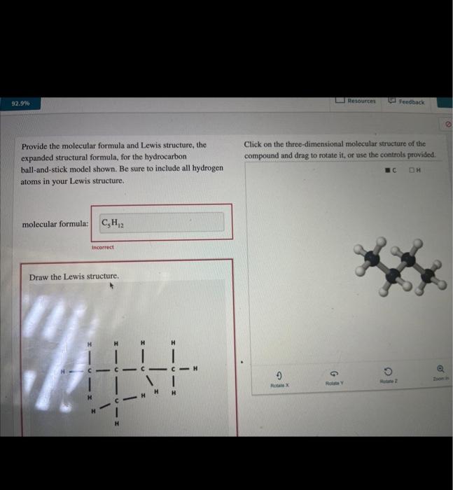 Provide The Molecular Formula And Lewis Structure The Click On The Three Dimensional Molecular Structure Of The Expande 1