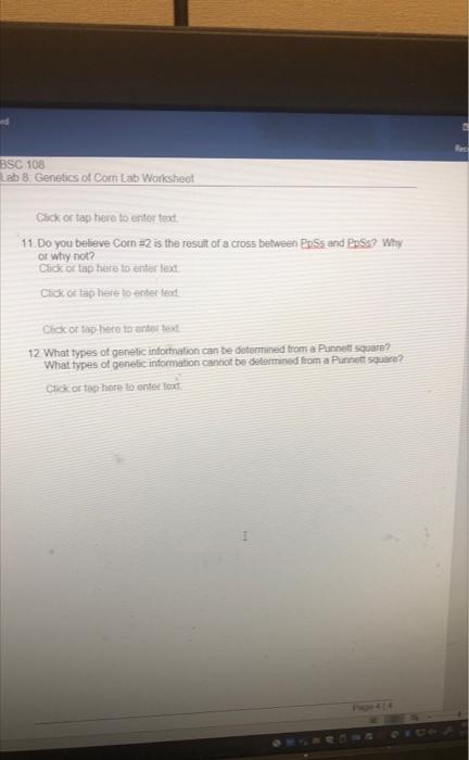 Bsc 108 Lab 8 Genetics Of Corn Lab Worksheet Click Or Tap Here To Enter Text 11 Do You Believe Corn 2 Is The Result Of 1