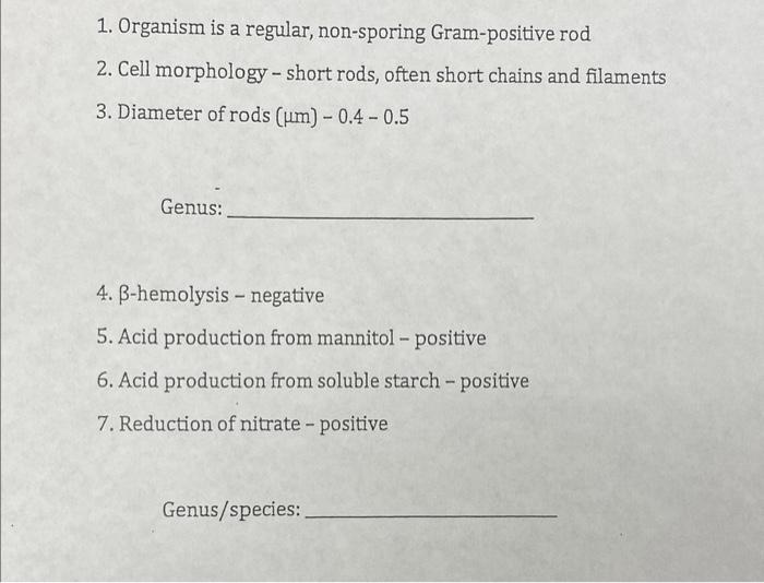 1 Organism Is A Regular Non Sporing Gram Positive Rod 2 Cell Morphology Short Rods Often Short Chains And Filament 1