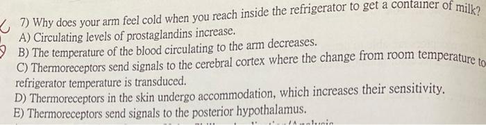 7 Why Does Your Arm Feel Cold When You Reach Inside The Refrigerator To Get A Container Of Milk A Circulating Levels 1