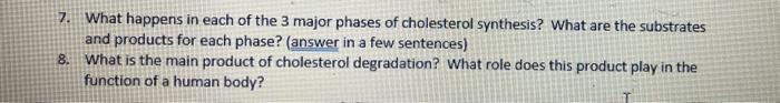7 What Happens In Each Of The 3 Major Phases Of Cholesterol Synthesis What Are The Substrates And Products For Each Ph 1