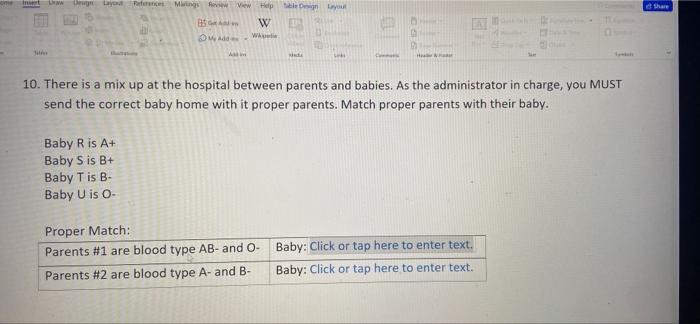 Home Insert Ww Design Layout References Marings Review View Help W Gran Baby R Is A Baby S Is B Baby T Is B Baby U Is 1