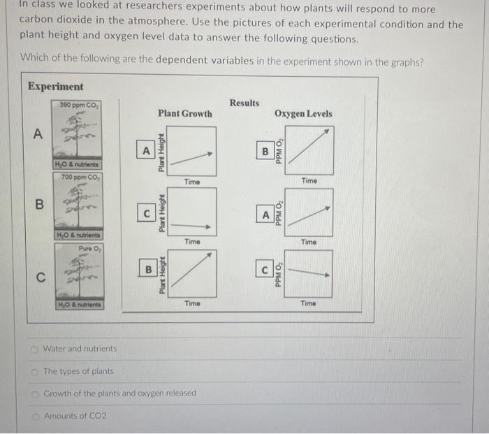 In Class We Looked At Researchers Experiments About How Plants Will Respond To More Carbon Dioxide In The Atmosphere Us 1