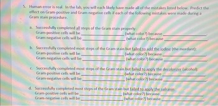 5 Human Error Is Real In The Lab You Will Each Likely Have Made All Of The Mistakes Listed Below Predict The Effect 1