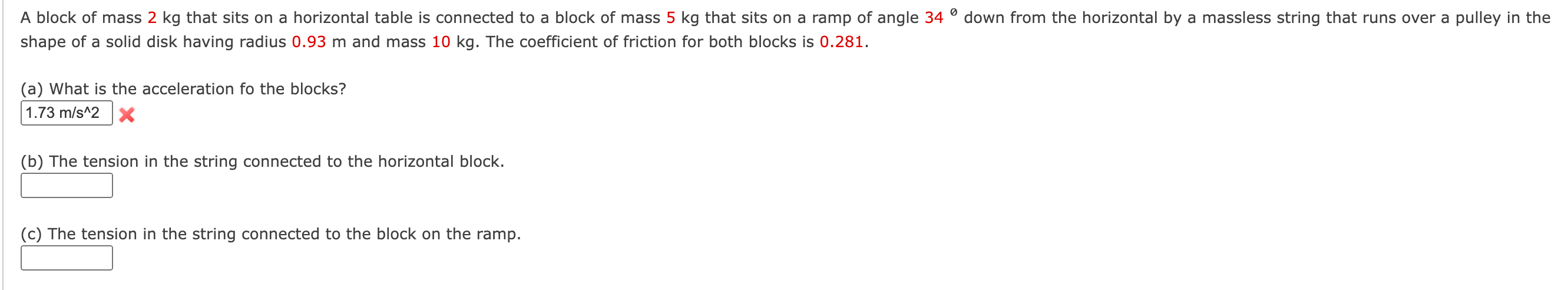 A Block Of Mass 2 Kg That Sits On A Horizontal Table Is Connected To A Block Of Mass 5 Kg That Sits On A Ramp Of Angle 3 1