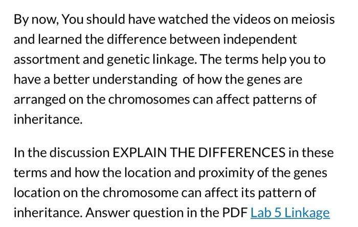 Define What Linked Genes Are What Is The Difference Between Genes That Are Linked Vs Genes That Are Not Linked How Can 2