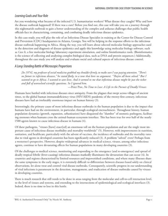National Center For Case Study Teaching In Science Learning Goals And Your Role Are You Wondering What Became Of The Inf 2
