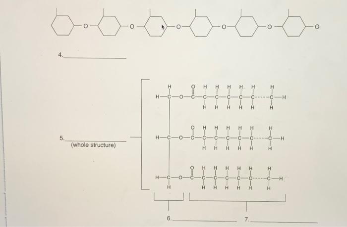 Identify The Following Organic Molecules 1 4 5 Polysaccharide Monosaccharide Triglyceride Glycerol Steroid Disaccha 2