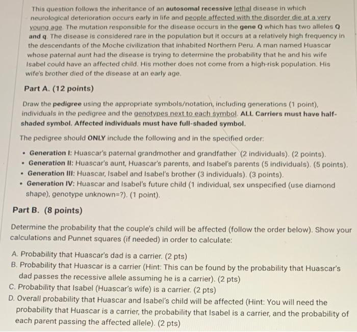 This Question Follows The Inheritance Of An Autosomal Recessive Lethal Disease In Which Neurological Deterioration Occur 1