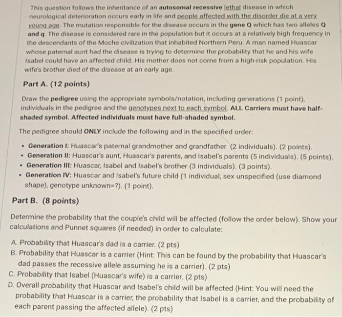 This Question Follows The Inheritance Of An Autosomal Recessive Lethal Disease In Which Neurological Deterioration Occur 1