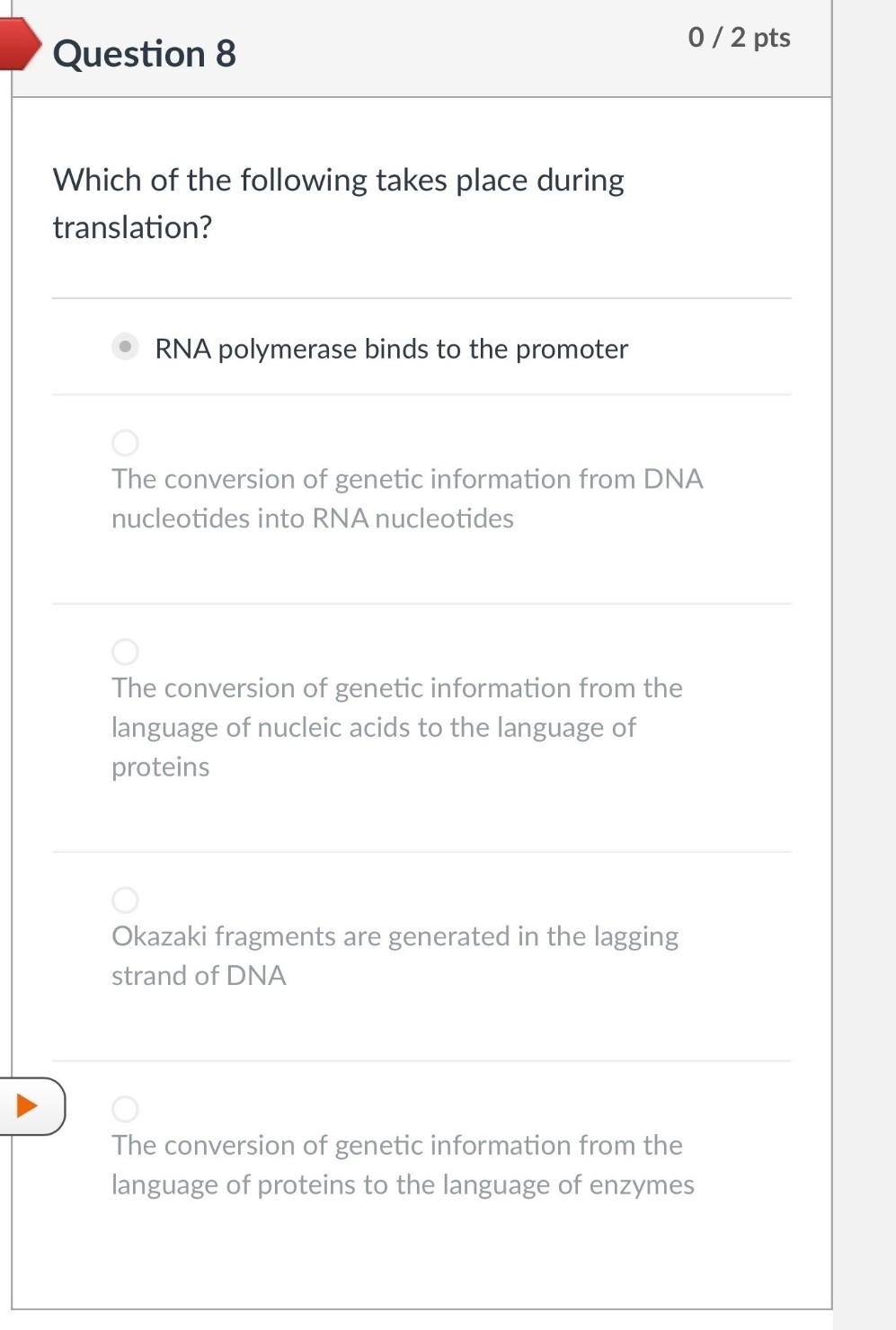 Question 6 The Molecules That Actually Bind To The Mrna And Translate The Mrna Into Amino Acids Are Trnas Operators Ribo 2