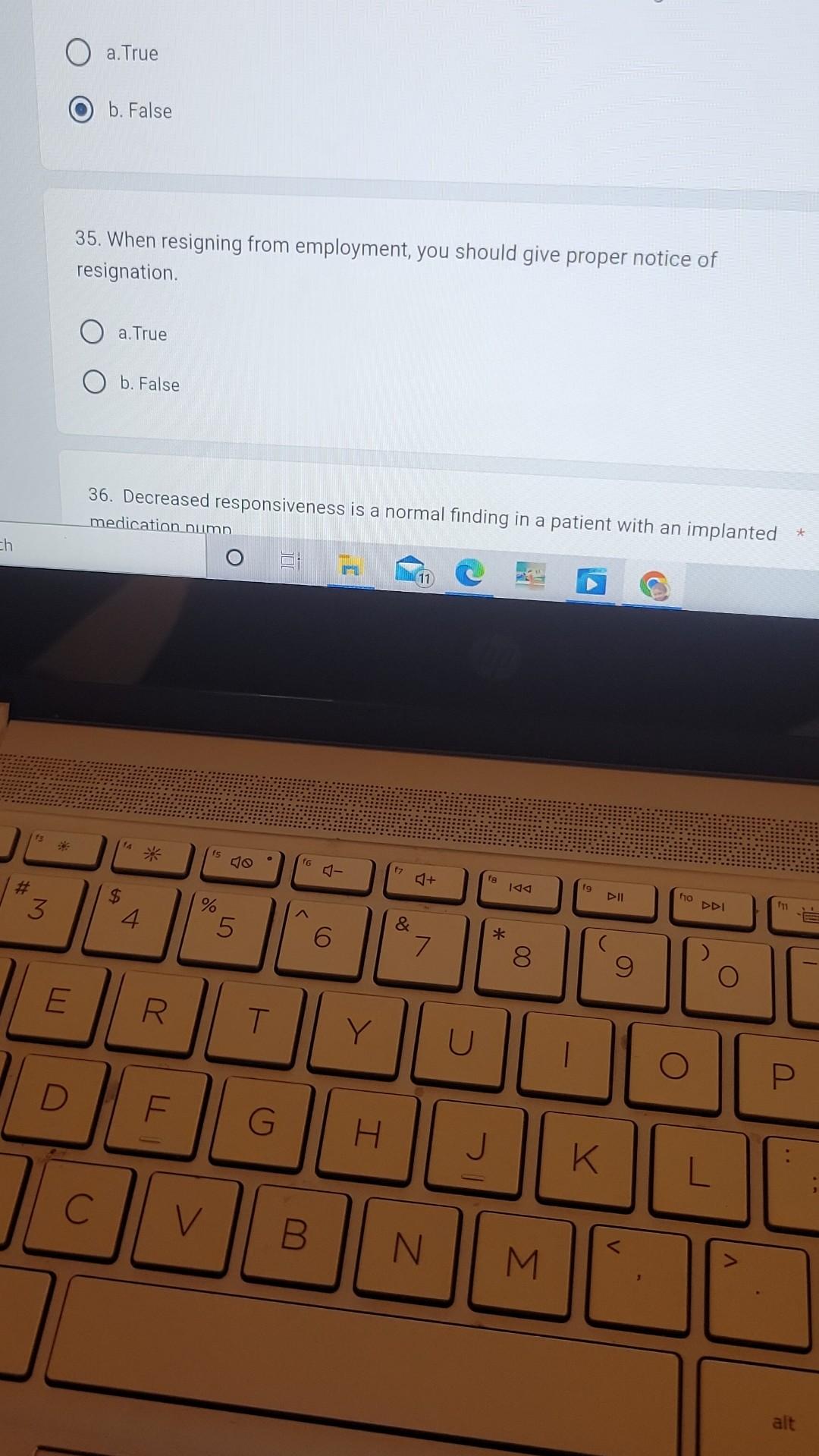 Ch 3 A True B False 35 When Resigning From Employment You Should Give Proper Notice Of Resignation A True Ob Fa 1
