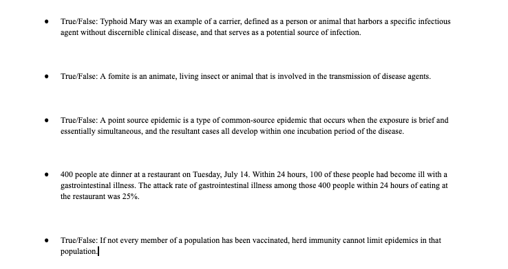 True False Typhoid Mary Was An Example Of A Carrier Defined As A Person Or Animal That Harbors A Specific Infectious 1