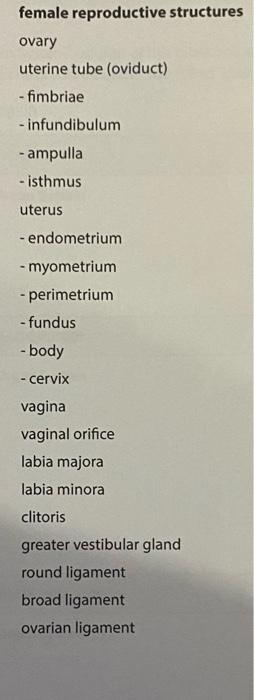 Structures Of The Female Reproductive System Use The Terms On The Tag List To Label These Drawings Refer To Your Textbo 2