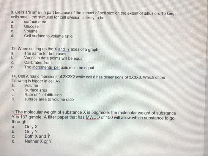 9 Cells Are Small In Part Because Of The Impact Of Cell Size On The Extent Of Diffusion To Keep Cells Small The Stimu 2