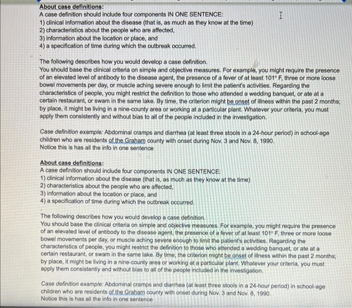 About Case Definitions A Case Definition Should Include Four Components In One Sentence 1 Clinical Information About 1
