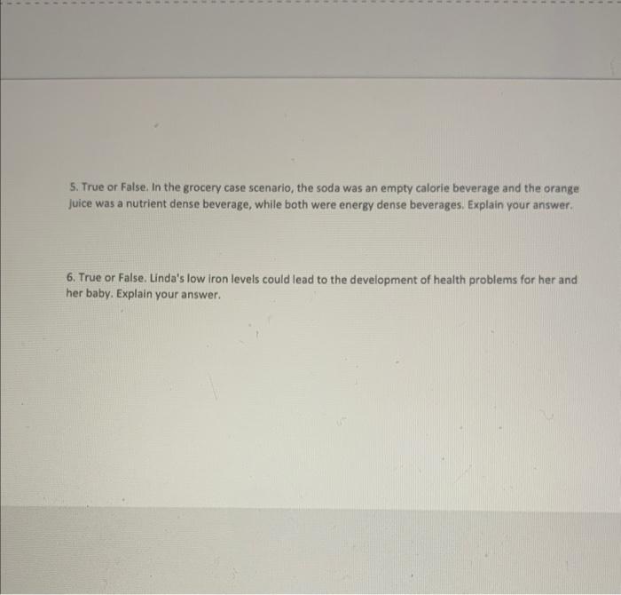 Nut 200 Week 3 Case Study Read The Below Case Student And Answer The Questions Below Linda Is A 19 Year Old College Stu 2