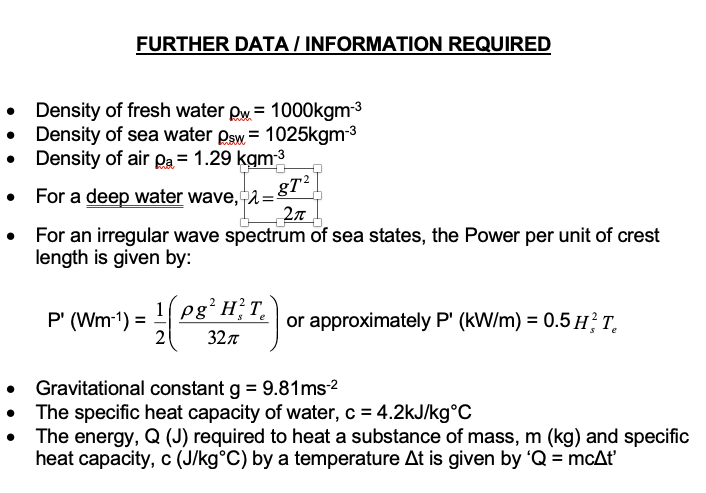 Determine The Characteristics Of Angular Frequency Wavelength Phase Velocity And Power Per Unit Of Crest For A Deep Wa 1