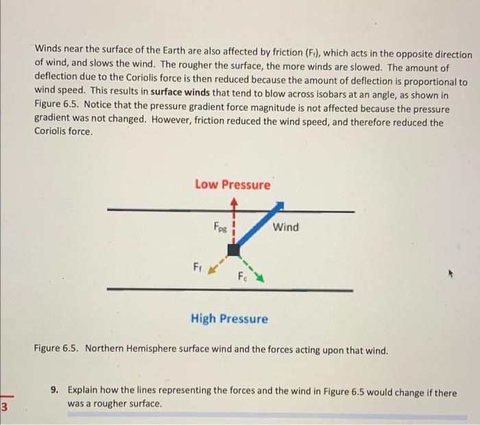 3 Winds Near The Surface Of The Earth Are Also Affected By Friction F Which Acts In The Opposite Direction Of Wind A 1