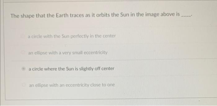 The Shape That The Earth Traces As It Orbits The Sun In The Image Above Is A Circle With The Sun Perfectly In The 1