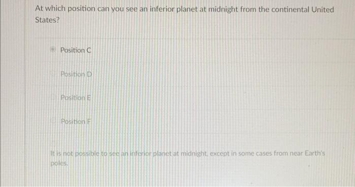 Which List Has Possible Positions For A Superior Planet Positions C And D Positions E And F Positions A And B Positions 4