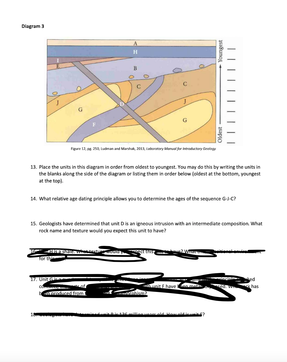 Diagram 3 A H B Figure 12 Pg 250 Ludman And Marshak 2013 Laboratory Manual For Introductory Geology 16 H Is A 1