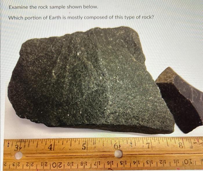 Examine The Rock Sample Shown Below Which Portion Of Earth Is Mostly Composed Of This Type Of Rock 48 5 10 11 12 13 14 1