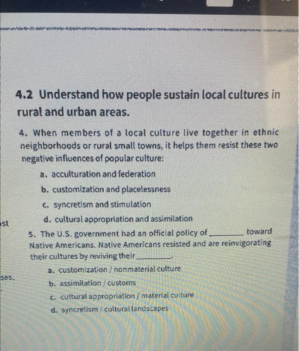 St Ses Pham 4 2 Understand How People Sustain Local Cultures In Rural And Urban Areas 4 When Members Of A Local Cultu 1
