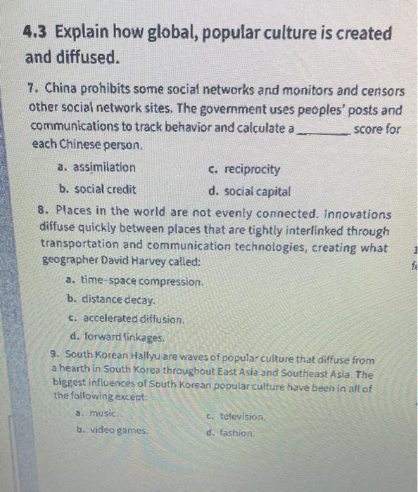 4 3 Explain How Global Popular Culture Is Created And Diffused 7 China Prohibits Some Social Networks And Monitors An 1