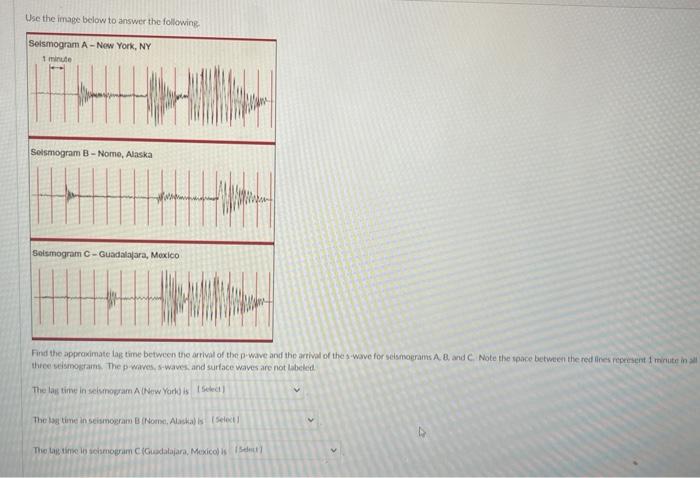 Use The Image Below To Answer The Following Seismogram A New York Ny 1 Minute 1744 Seismogram B Nome Alaska Sei 1