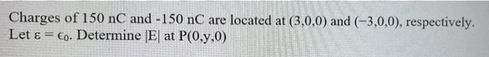 Charges Of 150 Nc And 150 Nc Are Located At 3 0 0 And 3 0 0 Respectively Let Co Determine E At P 0 Y 0 1