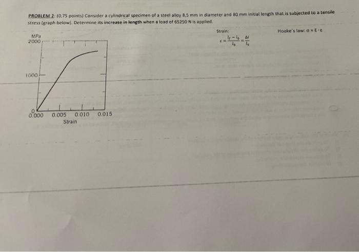 Problem 2 0 75 Points Consider A Cylindrical Specimen Of A Steel Alloy 8 5 Mm In Diameter And 80 Mm Initial Length Th 1