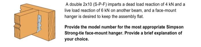 A Double 2x10 S P F Imparts A Dead Load Reaction Of 4 Kn And A Live Load Reaction Of 6 Kn On Another Beam And A Face 1