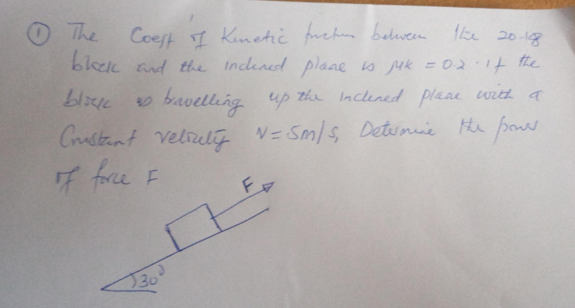 The Coest I Kinetic Factum Between The The 20 18 The Blek And The Inclined Plane Is Juk 0 2 1 Blocke As Travelling Up 1