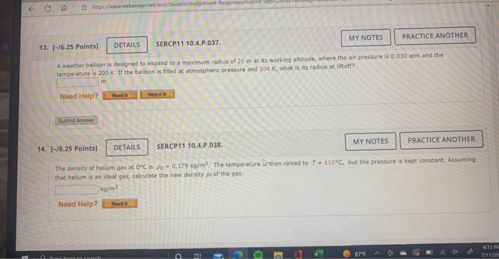 Https Www Webassign Net Web Student Assignment Responses Submit Dep 13 6 25 Points Details Sercp11 10 4 P 037 1