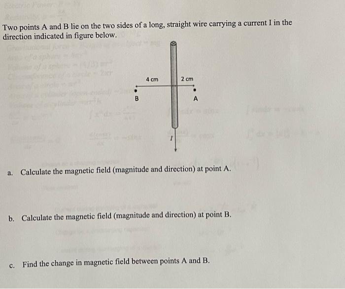 Two Points A And B Lie On The Two Sides Of A Long Straight Wire Carrying A Current I In The Direction Indicated In Figu 1