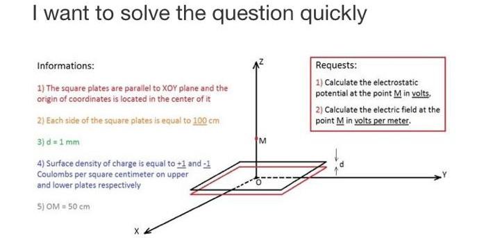 I Want To Solve The Question Quickly Informations 1 The Square Plates Are Parallel To Xoy Plane And The Origin Of Coor 1