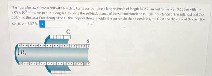 The Figure Below Shows A Coil With N 37 0 Turns Surrounding A Long Solenoid Of Length 1 2 98 M And Radius Rs 0 150 M W 1