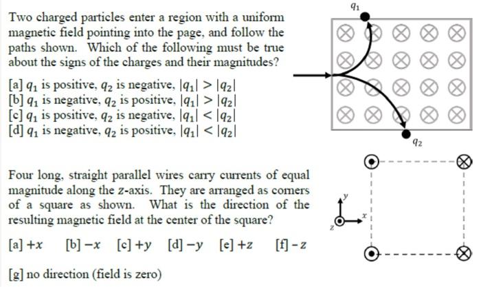 Two Charged Particles Enter A Region With A Uniform Magnetic Field Pointing Into The Page And Follow The Paths Shown W 1