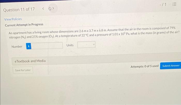 Question 11 Of 17 View Policies Current Attempt In Progress An Apartment Has A Living Room Whose Dimensions Are 2 6 M X 1